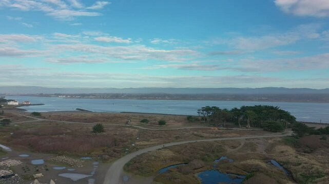 Samoa Dunes Recreation area in Eureka, California. Drone following an OVH vehicle.