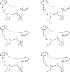 Premium vector. Silhouette line art set of dogs vector illustration. 