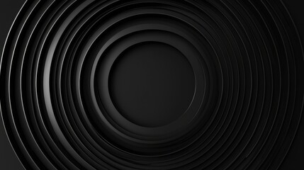 A 3D rendering of a black circular design with concentric rings.