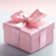 Obraz premium Pink gift box with ribbon and bow