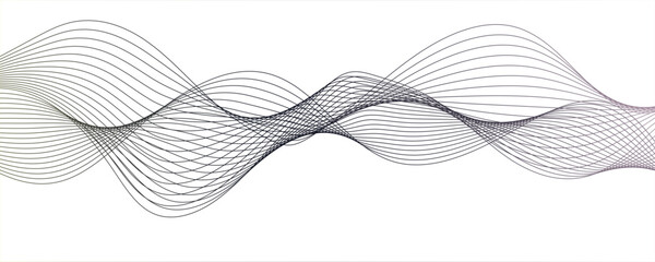  black color glowing frequency sound wave technology curve lines background. Futuristic tech background with Curved wavy line. Creative wavy stripes line art