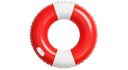Red and white inflatable swim ring on transparent background
