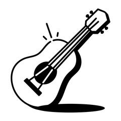 A hand drawn style icon of a guitar 
