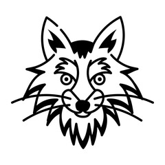 Coyote head icon in hand drawn style 
