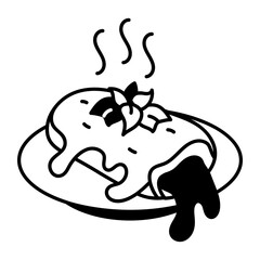 A hand drawn style icon of enchiladas dish 
