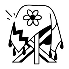 Traditional mexican shawl icon in hand drawn style 