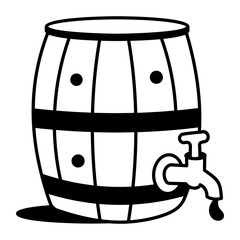 A doodle style icon of a wooden beer drum 
