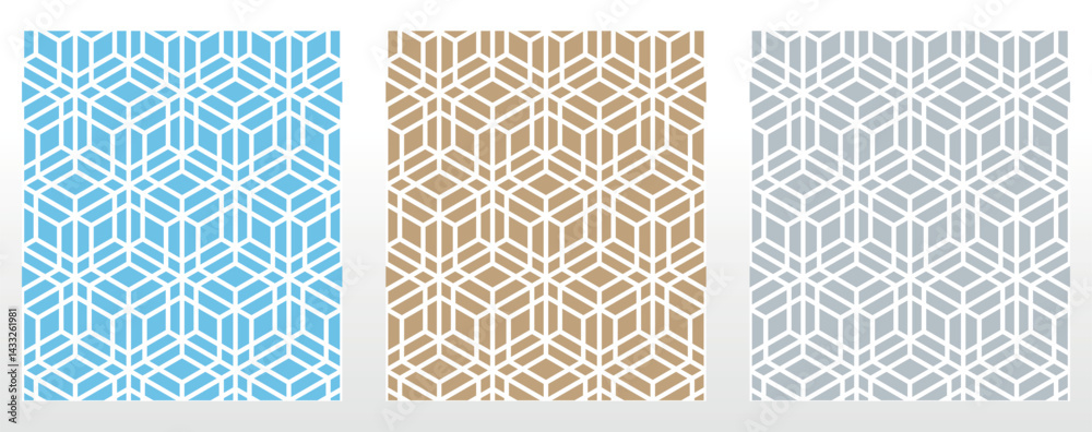 Poster Set of abstract geometric patterns. Seamless vector backgrounds. Colored ornaments Graphic modern patterns Simple lattice graphic design