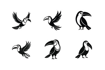 Keel-billed Toucan bird, silhouette vector illustration