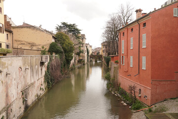 View of some details in the historic center of the old town of Mantova. Italy