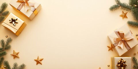 Elegant Gold Christmas Gifts Festive Background Design