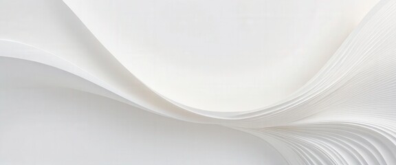 A smooth white wall featuring elegant, flowing curved lines that create a sense of movement and depth, enhancing the minimalist aesthetic of the space.