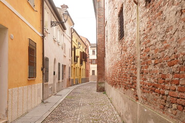 View of some details in the historic center of the old town of Mantova. Italy