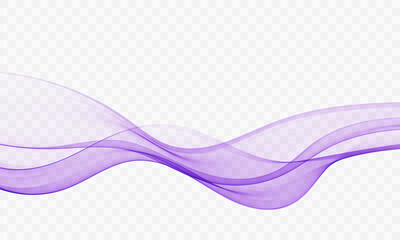 Lilac Wave. An abstract, smooth, transparent, wave design element. The lilac-colored wave moves in a curved, smoky stream.