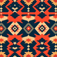 Obraz premium Navajo-inspired geometric textile design in harmony, seamless pattern.