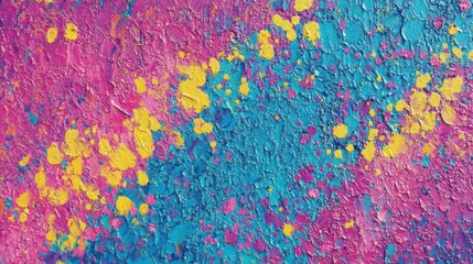 Fototapeta premium Vibrant Abstract Painting: A Symphony of Pink, Blue, and Yellow