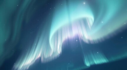 Aurora Borealis Display with Stars in the Night Sky