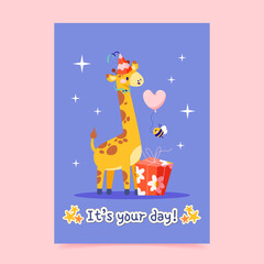 Birthday Hand Drawn Flat Greeting Card