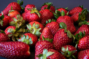 Fresh Strawberries on Dark Background