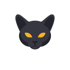 Obraz premium Black_Cat_Face_Yellow_Eyes_Halloween_Icon