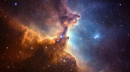 Fototapeta premium Colorful Nebula with Glowing Stars in Deep Space