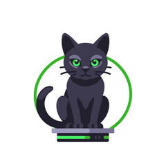 black-cat-green-eyes-vector-illustration-cute-animal