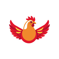 Fototapeta premium Cartoon_Chicken_Red_Orange_Bird_Poultry_Farm_Animal