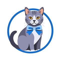 Obraz premium Cartoon-Cat_Bowtie_Illustration-Pet_Animal