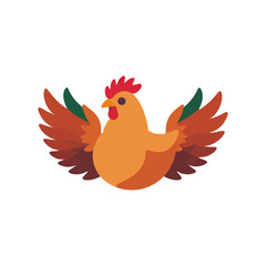 Fototapeta premium Cartoon-Chicken-Vector-Illustration-Poultry-Farm-Animal