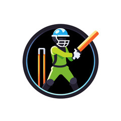 Cartoon-Cricket-Player-with-Bat-and-Wickets_Illustration
