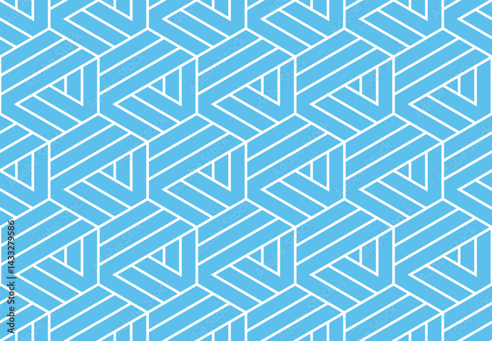 Poster abstract geometric pattern with stripes, lines. seamless vector background. white and blue ornament.