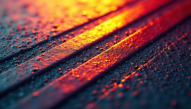 Close-up of a textured surface with repeating lines suggesting a racing stripe , close-up, texture