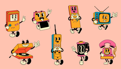 Funky Cartoon Collection of Old-School Electronics