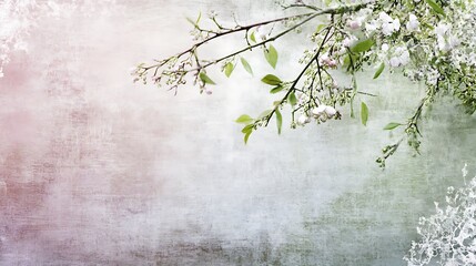 Spring blossoms on textured wall