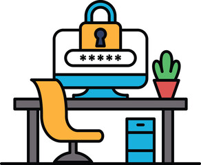 A computer monitor with a password lock on it