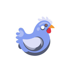 Fototapeta premium Cute-Blue-Chicken-Cartoon-Illustration-Farm-Animal
