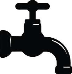 Water Tap icon black silhouette vector illustration on transparent background
