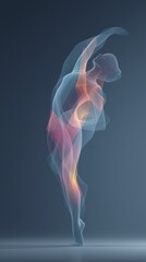 Abstract Dancer Silhouette with Energy Flow: Grace & Movement