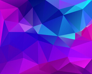Blue, Purple, Pink Background With Triangle Pattern, Neon abstract background in violet and cyan colors. Perfect for banners, tech presentations, websites, and digital designs.