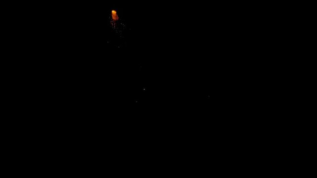Bottle Rocket Trail Ascending in the Night Sky. Night Sky Rocket Launch with Glowing Tail
