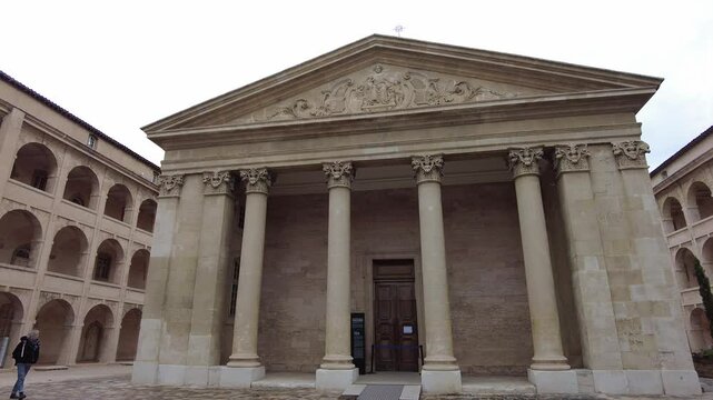 Marseille, France, February 2, 2025: View of the Vielle Charite. A cultural center in a former 17th-century almshouse with a dome