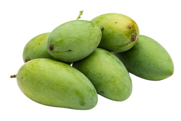 Obraz premium Green mango fruit isolated on transparent background