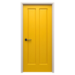 Bright Yellow Door with Modern Design and Simple Handle, isolated on transparent background.