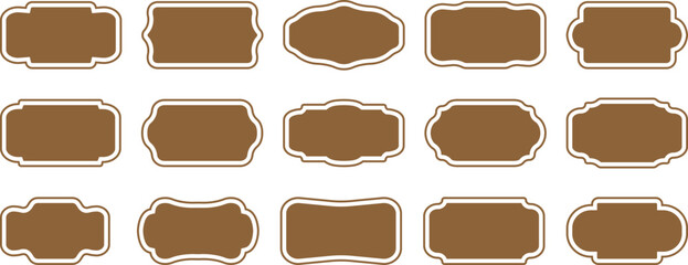 Obraz premium Vintage frames and labels shape. Luxury vintage frames, retro labels, royal wedding insignia, sale sticker, text note badge, price tag, paper black silhouette set. Ornamental label frames.