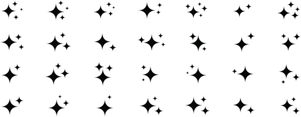 Sparkle star icons. Shine icons. Vector set of different black sparkles icons. Collection of star sparkles symbol. Star icons. Twinkling stars. Sparkles, shining burst. Stars sparkles vector