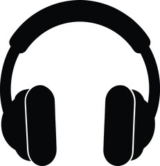 Headphone icon black silhouette vector illustration on transparent background

