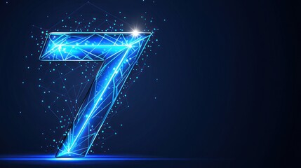 Glowing Number Seven Abstract Digital Art Design