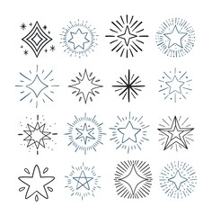 Set Hand drawn sparkling stars	
