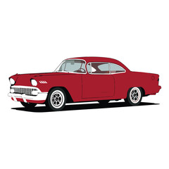 1958 Impala Vector - Deep Red Side View Classic Art