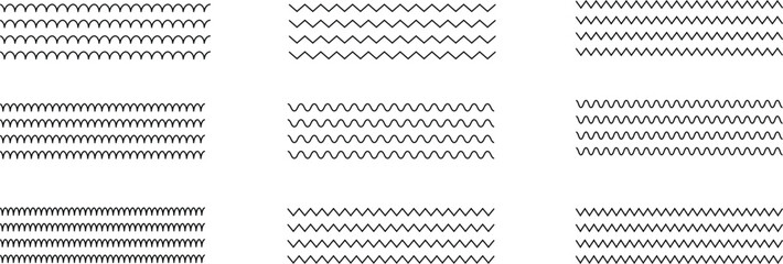 Wavy curved zigzag lines. Curve zigzag line pattern. Wave line and wavy zigzag pattern lines